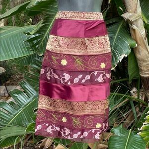 brocade, embroidered and satin and sheer tiered skirt